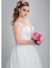 Beaded Lace Tulle Plus Size Ivory Wedding Dress